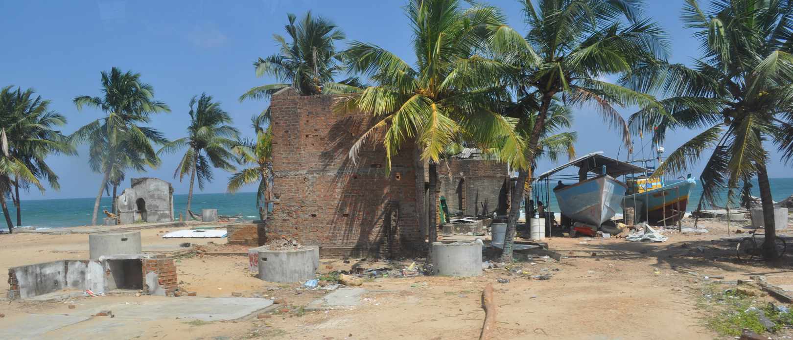 Destruction along the coast of Sri Lanka after the 2004 tsunami, still visible in 2011